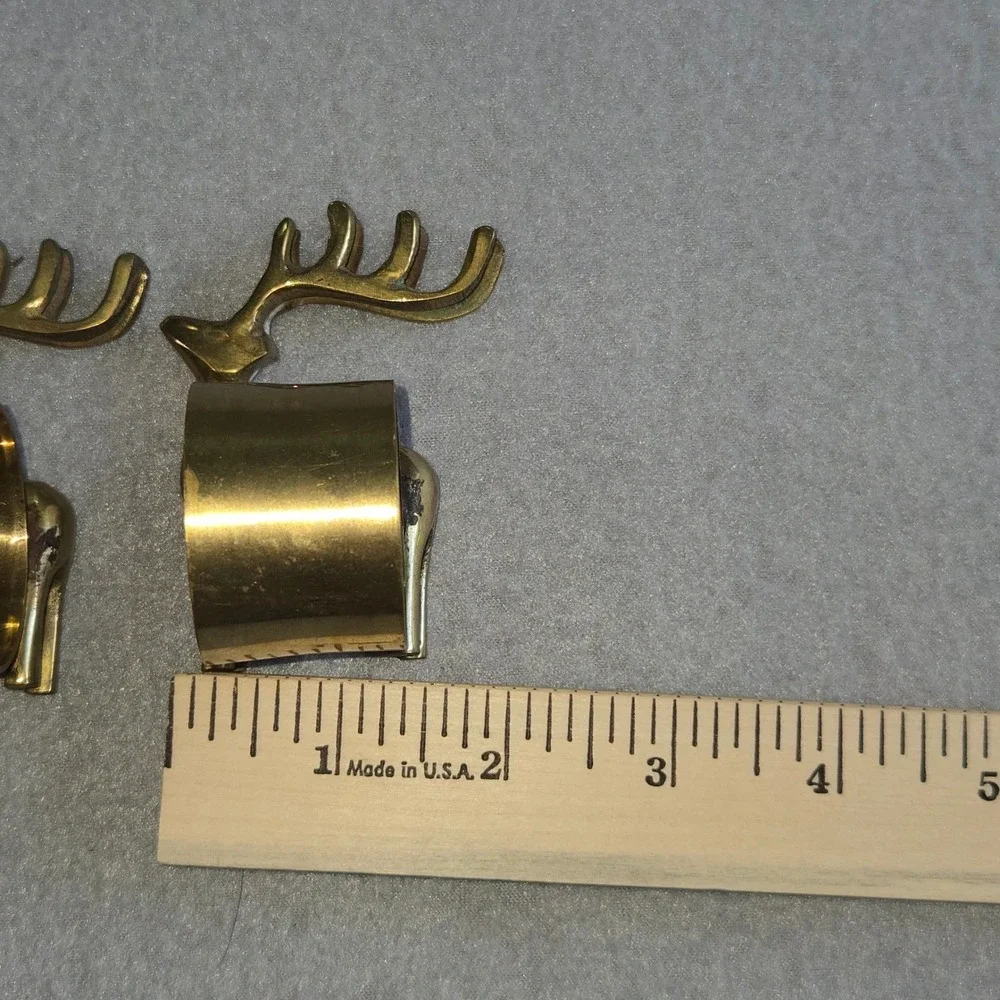 Unbranded Reindeer Napkin Rings Unisex OS Gold Brass Set of 4‎ Holiday Christmas
